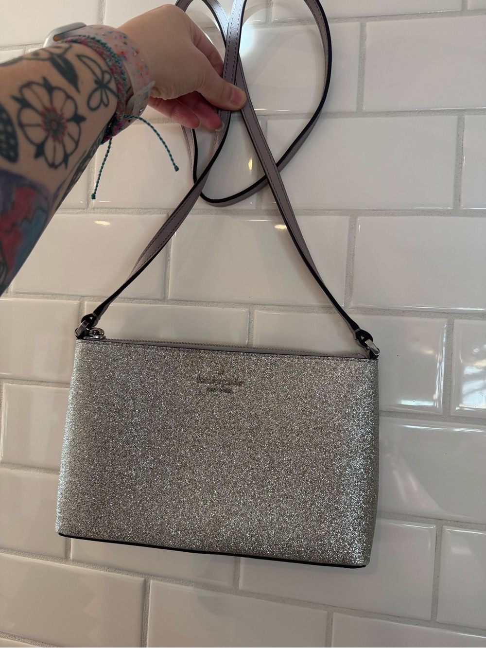 Kate Spade Silver Glitter Bag